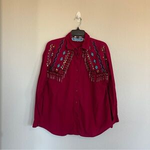 Southwest Canyon Vintage Western Embroidered Beaded  Top Dolly Rodeo Cowgirl